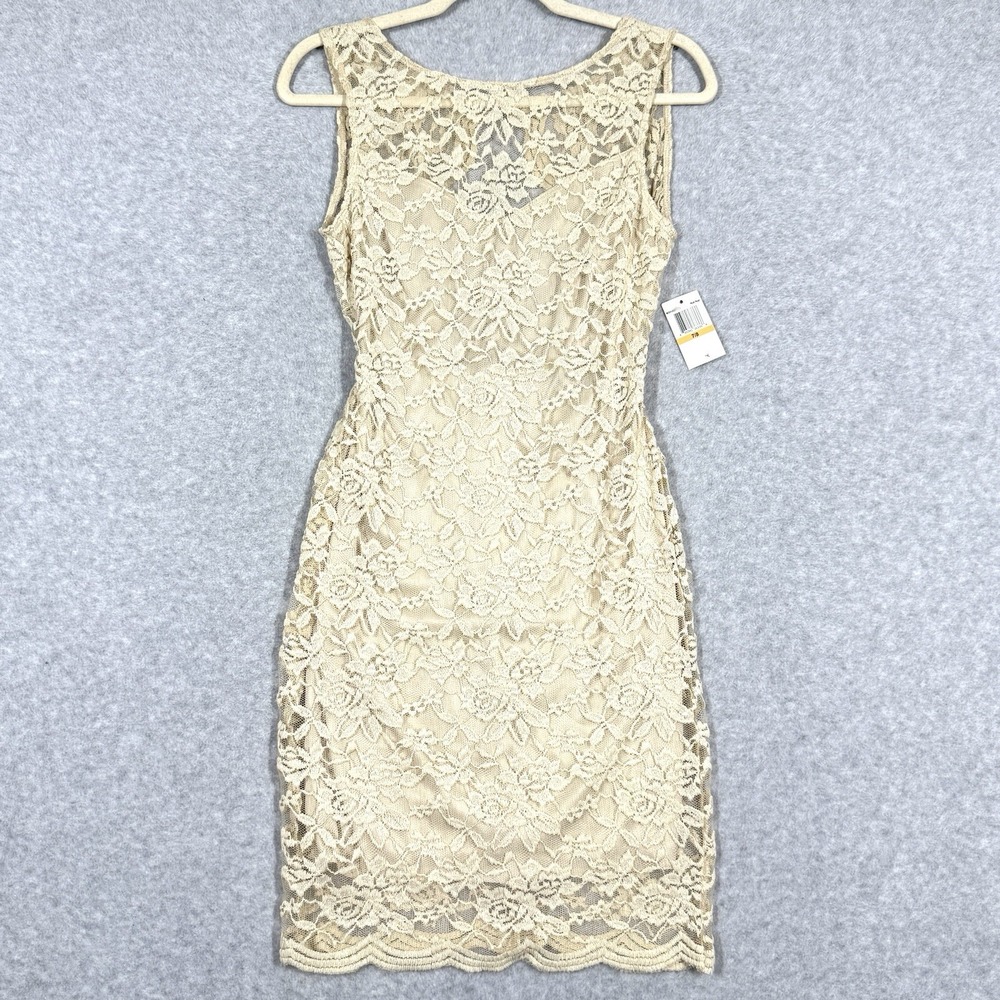 Vintage Y2K Lace Sheath Dress Women 7 8 Floral Lined Bodycon Coquette Dainty NWT